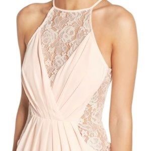 TFNC Midi Dress with Wrap Front and Lace Detail